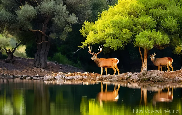 사슴 사냥 생태학 - **Prompt: Overpopulation's Toll on a Spanish Dehesa**
    "A wide shot of a degraded Spanish *dehesa...