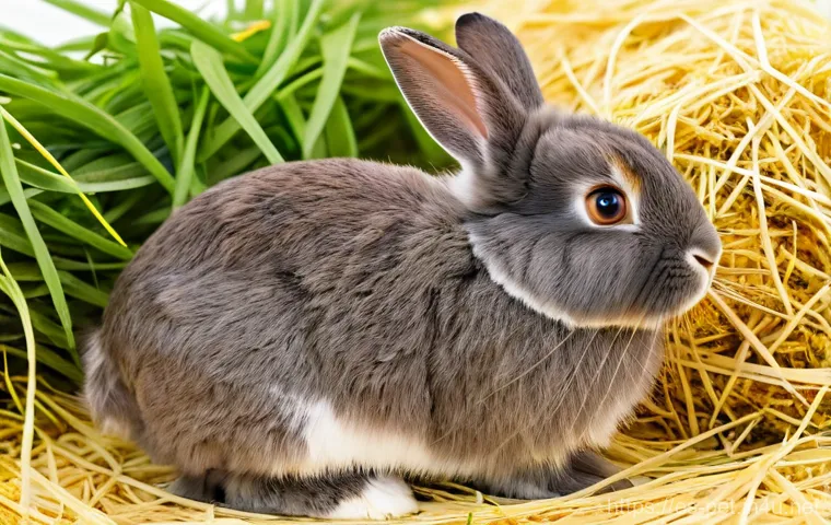 토끼 사료 비교 분석 - **Prompt: A healthy, happy adult domestic rabbit enjoying its essential diet.**
    "A fluffy, healt...